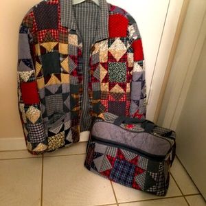 Patchwork jacket with matching bag